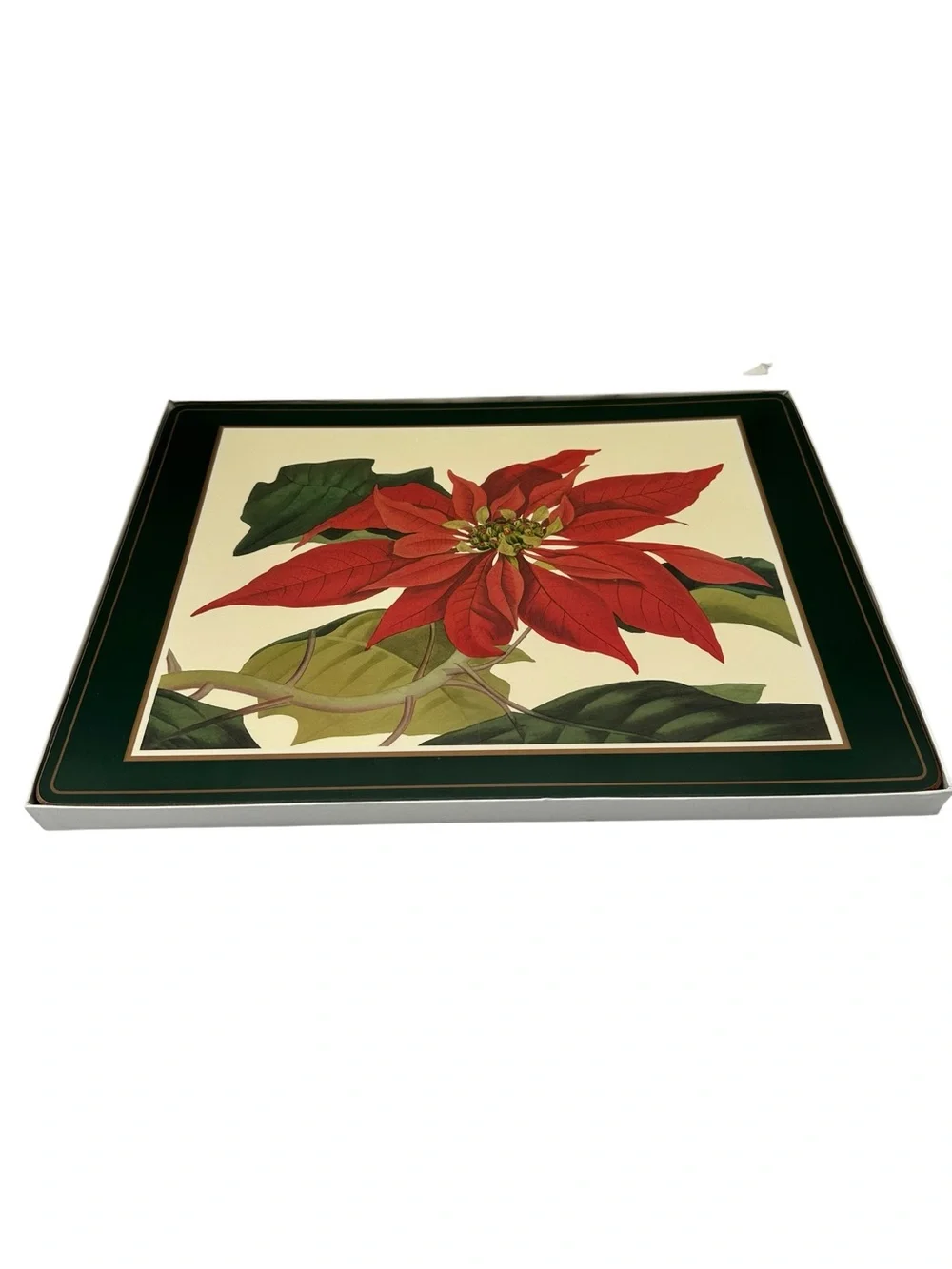 Vintage Pimpernel Poinsettia Christmas 8 pc Cork Placemat Set New Old Stock